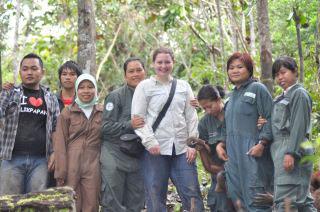 Erin Stromberg and Borneo Orangutan Survival keepers at Forest School
