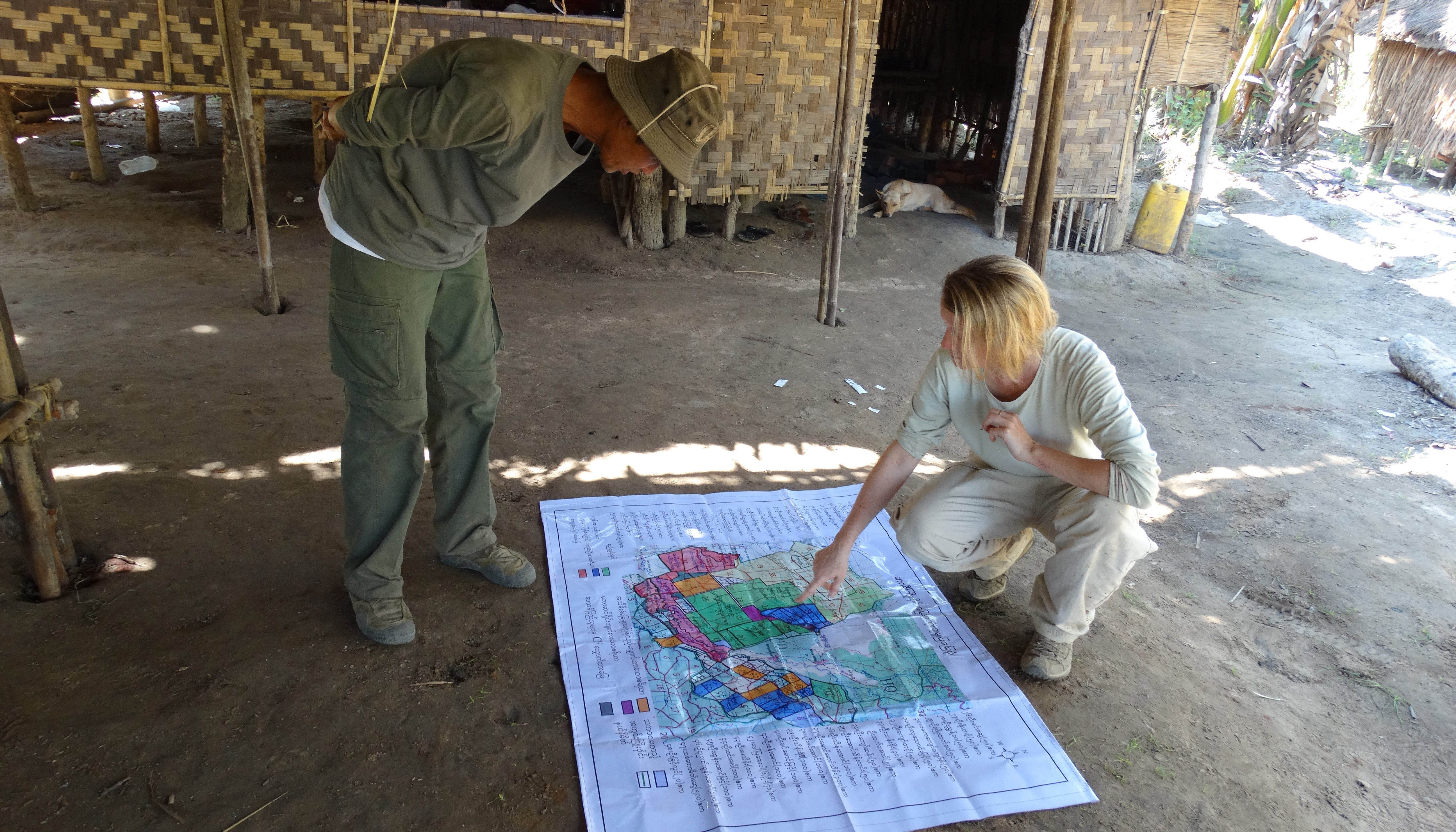 Conservation Ecology Center scientists work closely with the Myanmar Wildlife Department to map areas where elephant roam.