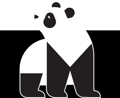 An illustration of a black-and-white panda.