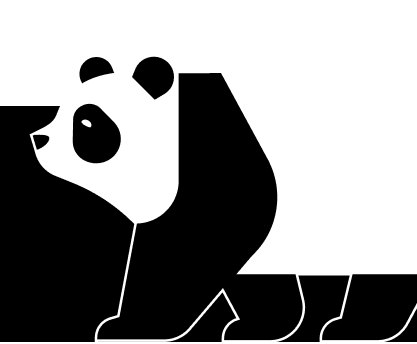 An illustration of a black-and-white panda.