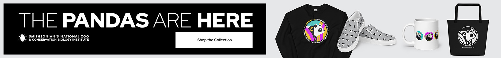 Smithsonian merchandise emboldened with giant panda logos and photos