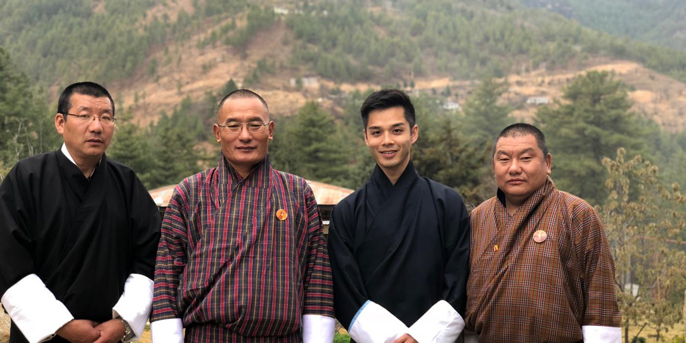 Global Health Program veterinarian Marc Valitutto (second from right) meets with Bhutan's leaders. 