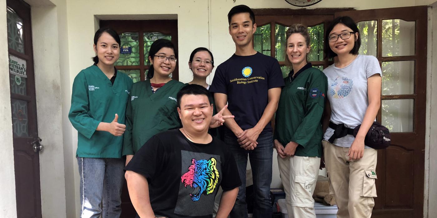 Saving Vietnam's Wildlife staff and volunteers, including Dr. Marc Valitutto (center). 