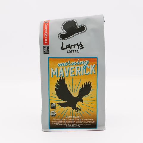 a coffee bag with an illustration of a hawk