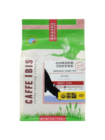 a coffee bag with an illustration of a California Condor
