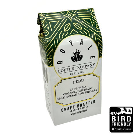a coffee bag with an illustration of coffee beans wearing a crown