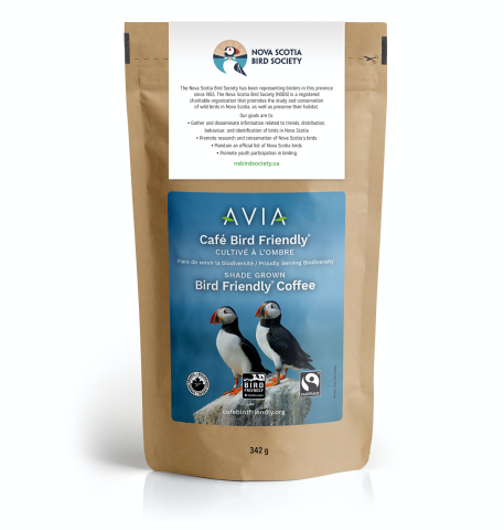 a coffee bag with two puffins on it