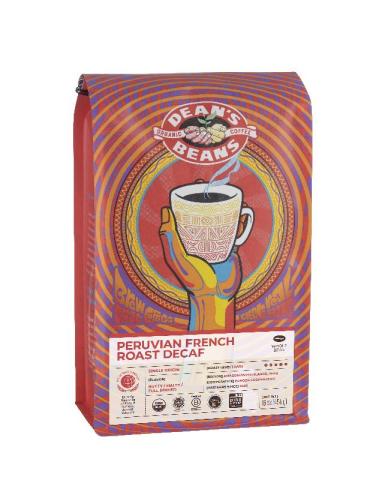 a coffee bag with an image of a hand holding a cup of coffee