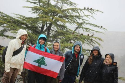 McInerney and Parker visit Horsh Ehden Nature Reserve on Lebanese Independence Day to collect scat samples with Magda and her st