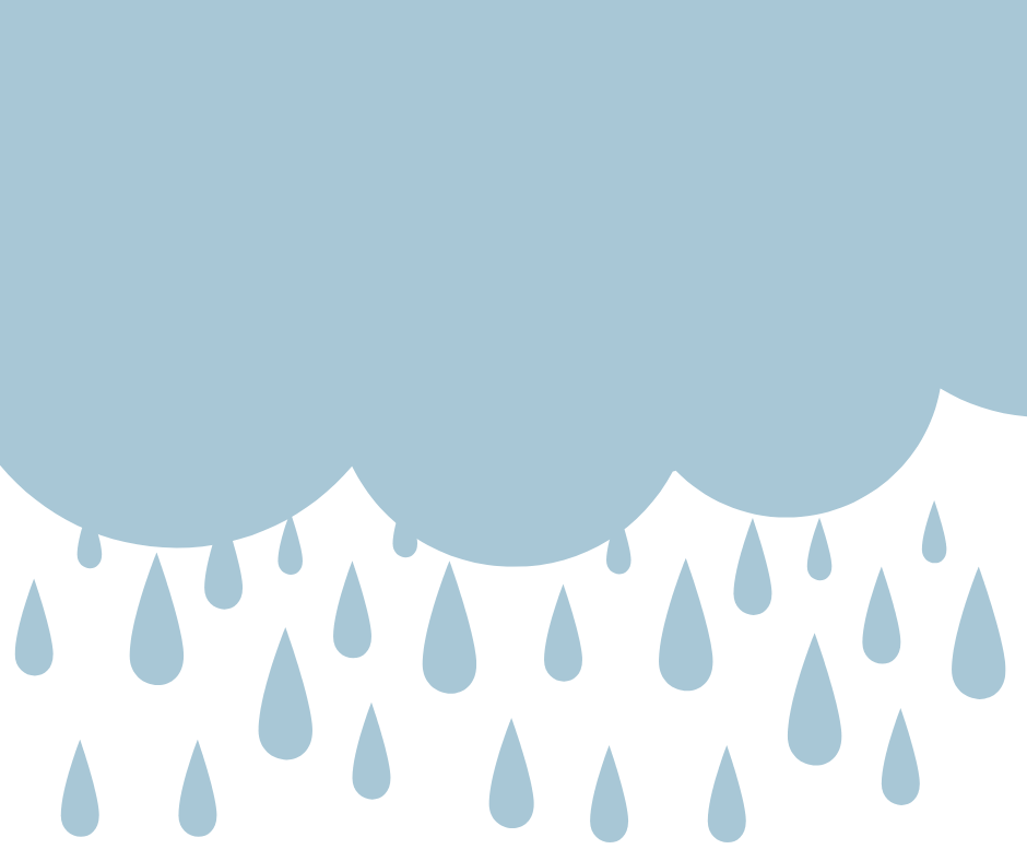 A cartoon graphic of a blue/grey raincloud.