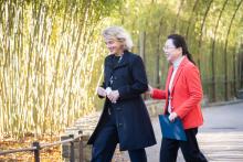 Nov. 8, 2023 Brandie Smith (left), the John and Adrienne Mars director of NZCBI, was joined by Minister Xu Xueyuan (right) from the Embassy of the People’s Republic of China, to say goodbye to the pandas.