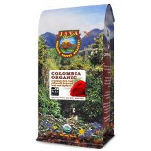 a coffee bag with an image of a rainforest and mountains