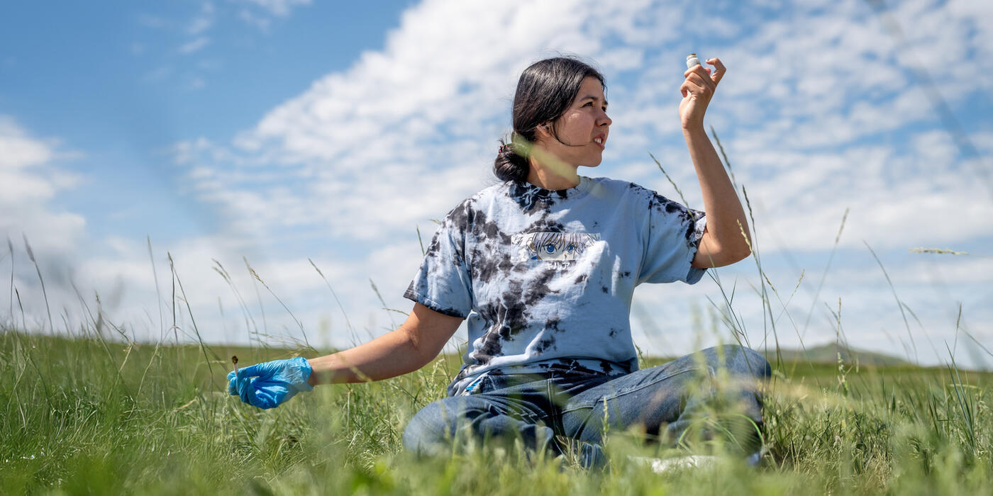 woman doing field testing