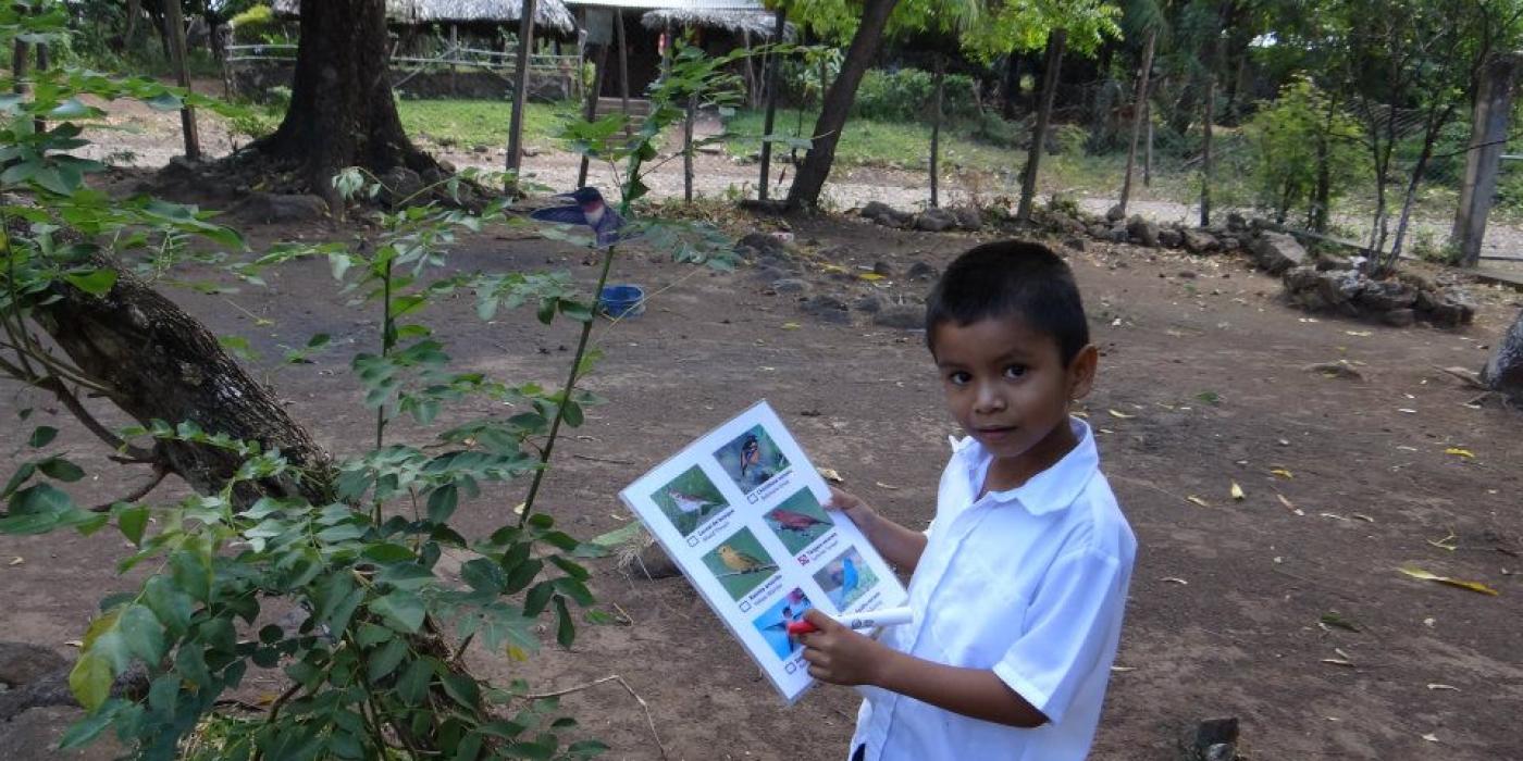 A student participates in a scavenger hunt.