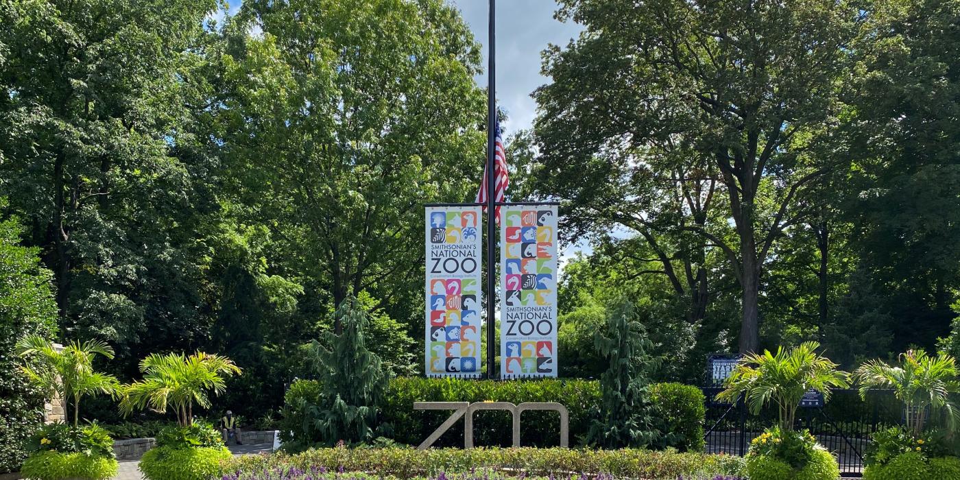 The Smithsonian's National Zoo reopens to the public on July 24. The entrance gate at the Smithsonian's National Zoo
